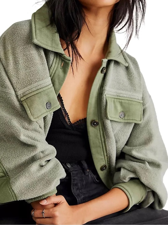 Free People Tops - Free People Jaded Green Ruby Shacket Shirt Jacket S NWT
